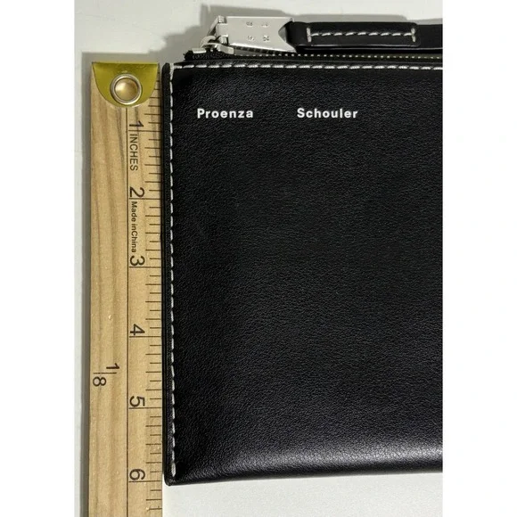 Proenza Schouler White Label Sullivan Slim Zip Pouch Wallet Card Black Leather - Picture 5 of 8